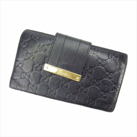 Authentic Gucci Wallet Purse Long Wallet Guccissima Black Woman - Picture 1 of 6